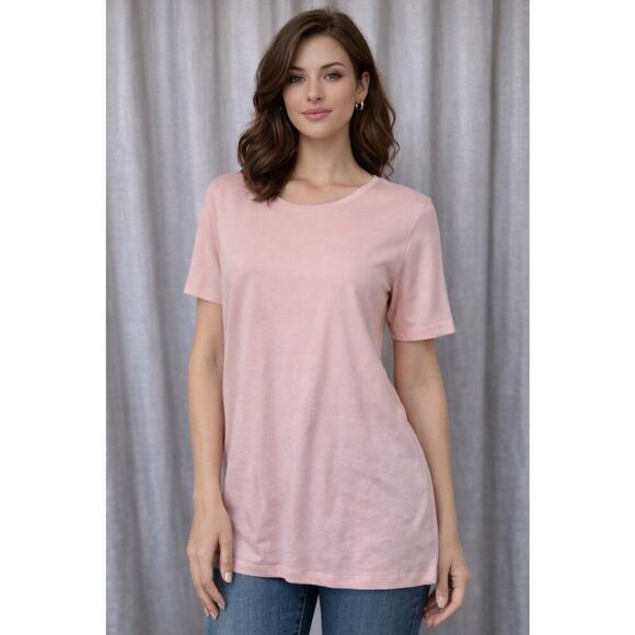 CJ Tops - Christopher & Banks Pink Short Sleeve Stretch Tee Women’s Size Large